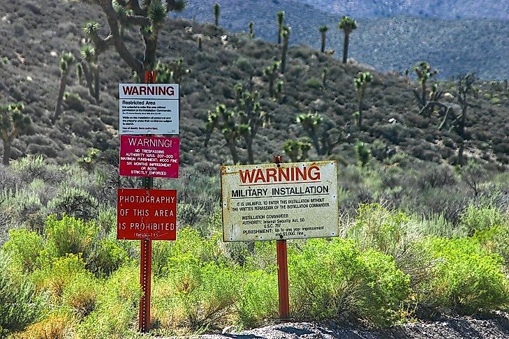 Warning signs on the edge of Area 51 in Nevada