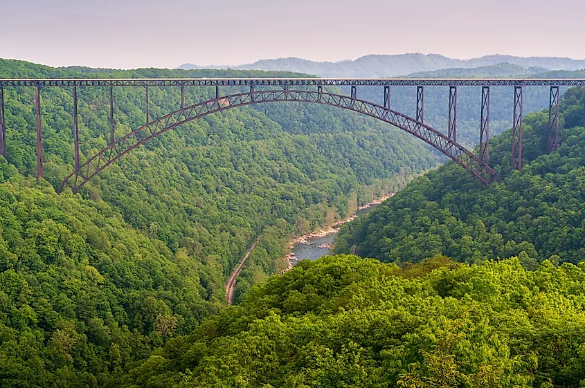 The New River Gorge Bridge over the New River Gorge near Fayetteville, West Virginia.
