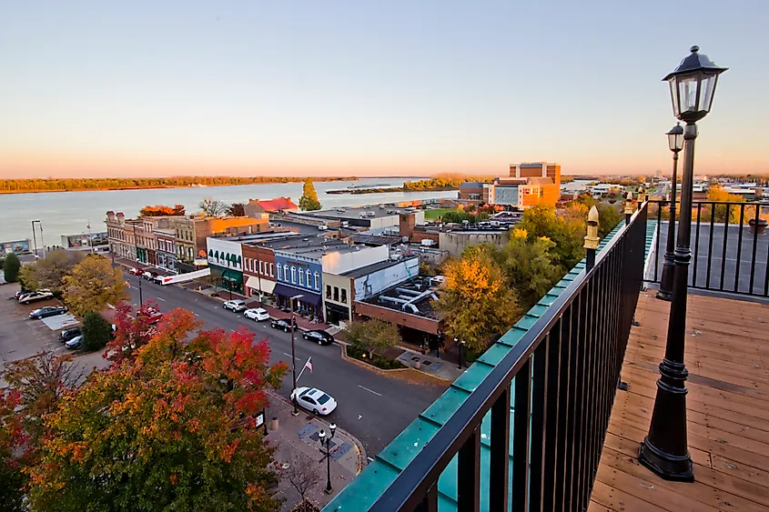 Overlooking the Paducah, Kentucky, riverfront on the Ohio River.