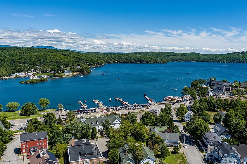 Aerial view of Meredith, New Hampshire.