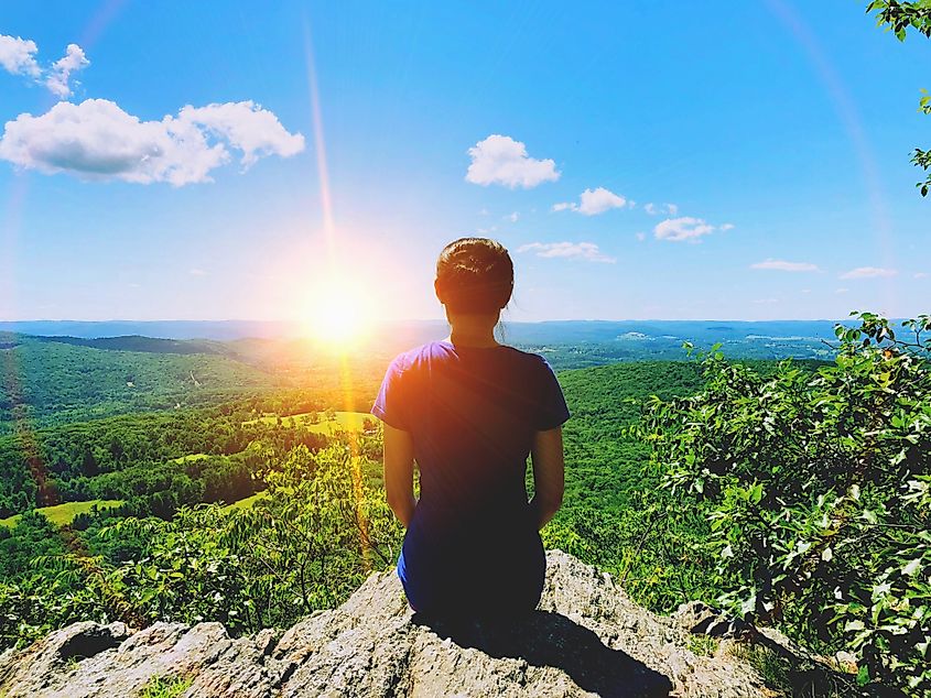 Hiker on the Appalachian Trail that passes through Salisbury, Connecticut.