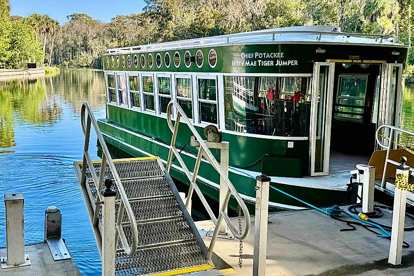 Silver Springs Ocala glass bottom boat at dock Image credit Bryan Dearsley