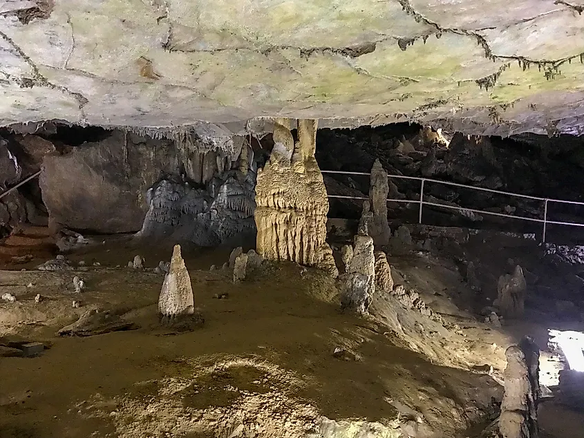 Inside a stone cave at Carter Caves State Resort Park, Kentucky, USA.