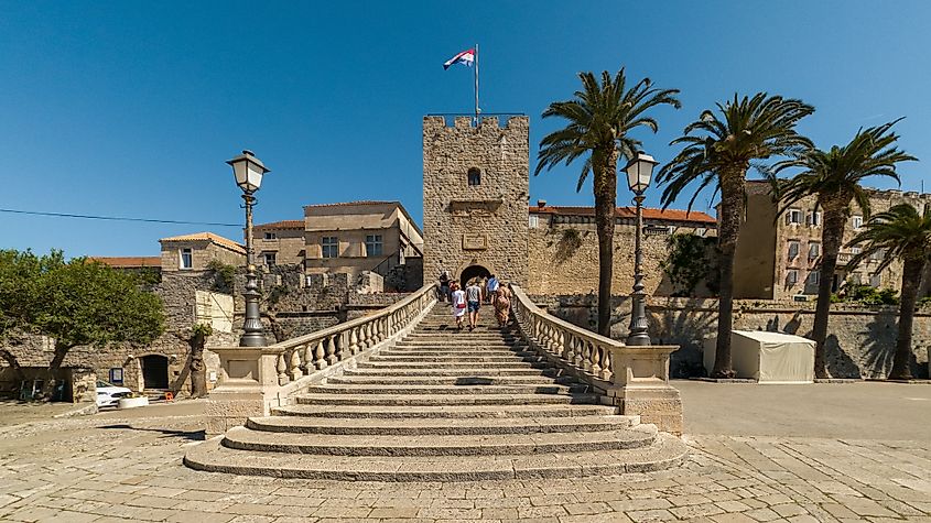 Historic entrance gate in Korčula Town, Croatia.