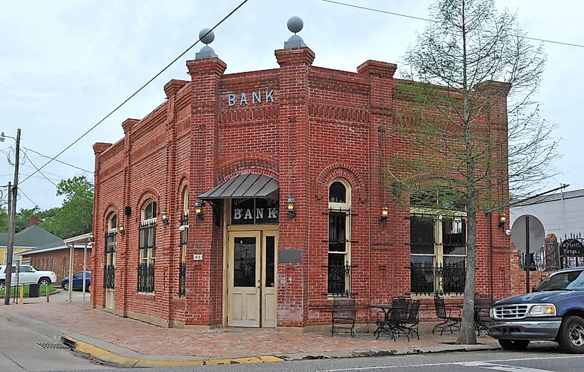 A historical bank building in Ville Platte, Louisiana