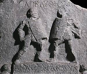 Relief showcasing female gladiators in Rome.