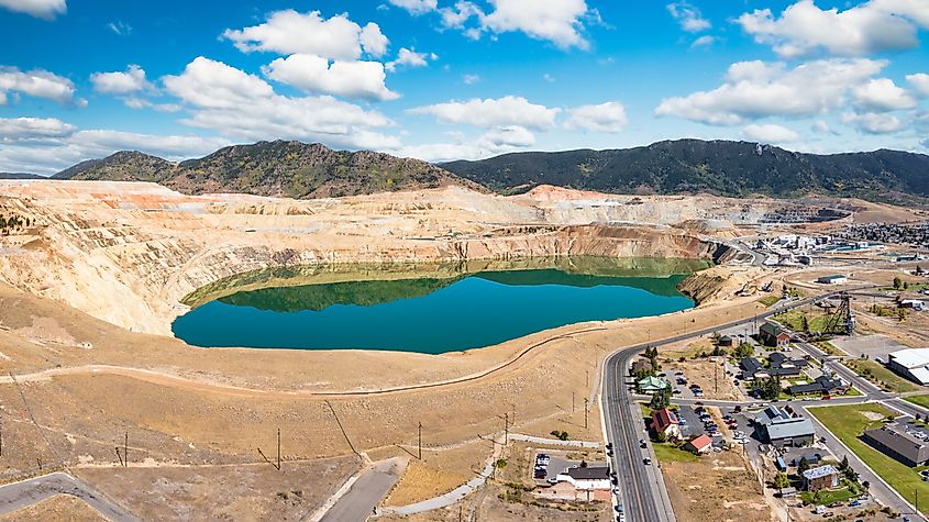 Aerial view of the Berkeley Pit in Butte, Montana.