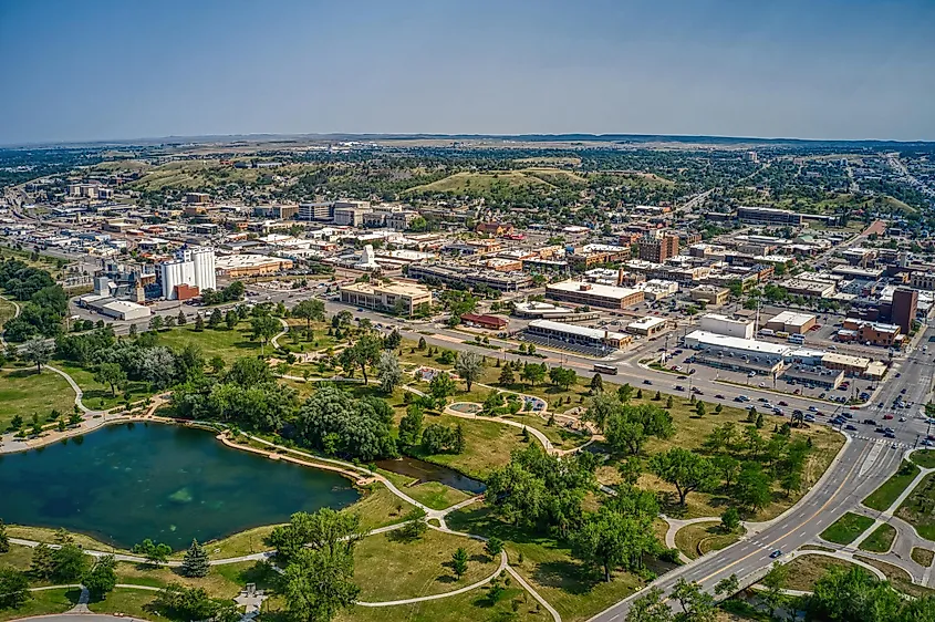 Aerial view of Rapid City, South Dakota.