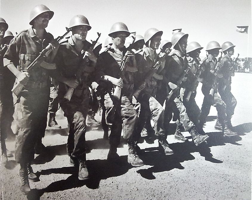 A military parade organized by the Polisario Front.