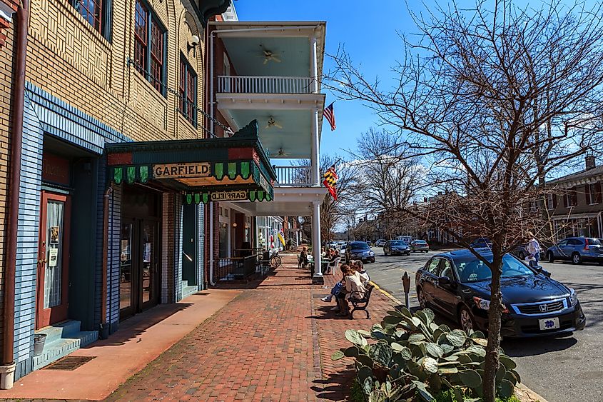 Some of the shops in Chestertown MD business district, via George Sheldon / Shutterstock.com