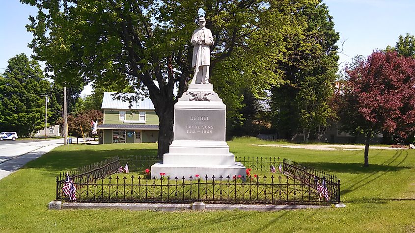 The Civil War monument in Bethel, Maine