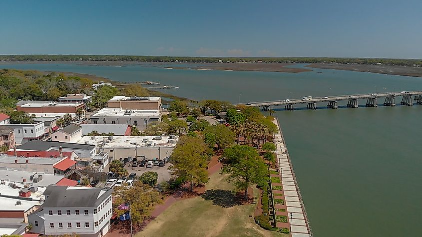 Aerial view of Beaufort, SC.