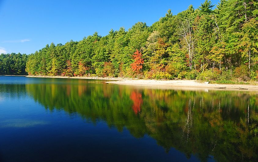Walden Pond at Walden Woods near Concord, Massachusetts.