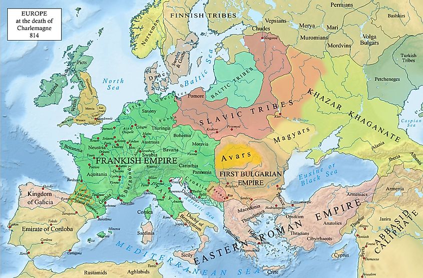 Europe at the death of Charlemagne 814. 