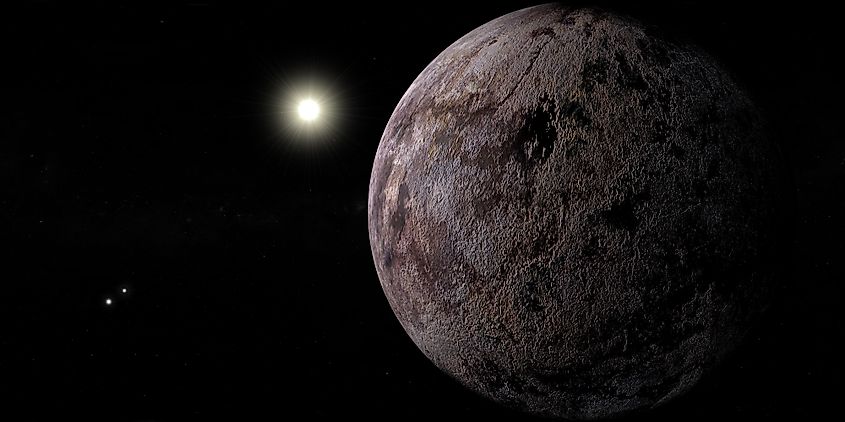 Artist Concept of Exoplanet Proxima Centauri b illuminated by the Alpha Centauri binary star system.
