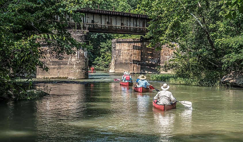 Canoes on the Cahaba River in Helena, AL