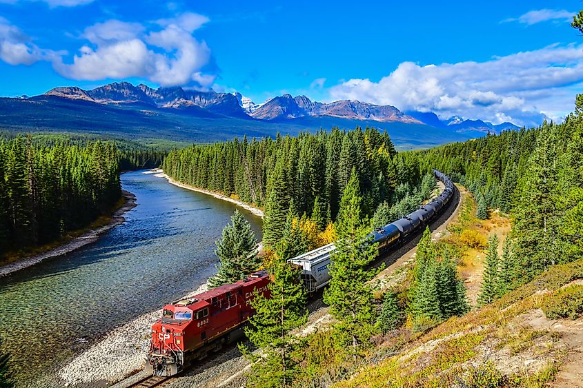 The Bow River flowing through the Banff National Park