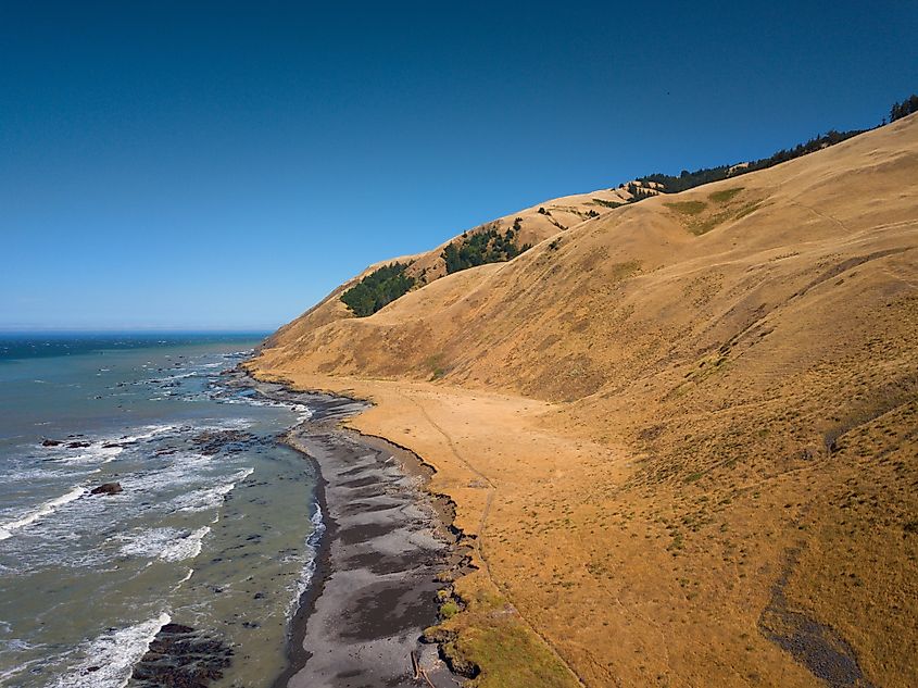 The undeveloped shoreline of the Lost Coast below the King Range in northern California. Credit: Ahturner/ Shutterstock.com