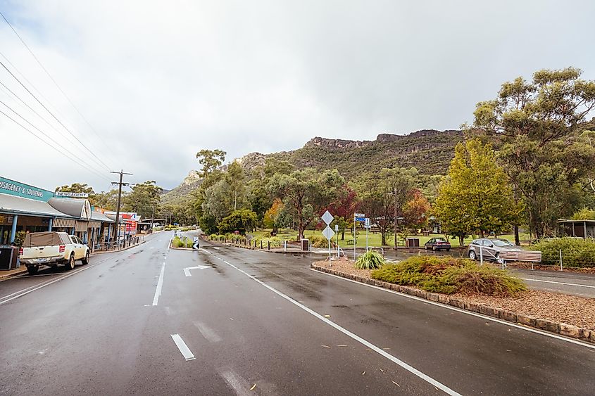 Views within the rural township of Halls Gap in the Grampians region of Victoria, Australia