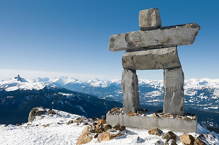 An Inukshuk at the top of Whistler Mountain, Whistler, British Columbia, Canada