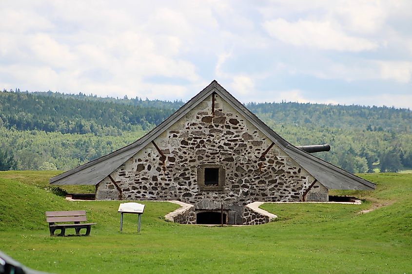 The entrance to an underground bunker at Fort Anne.