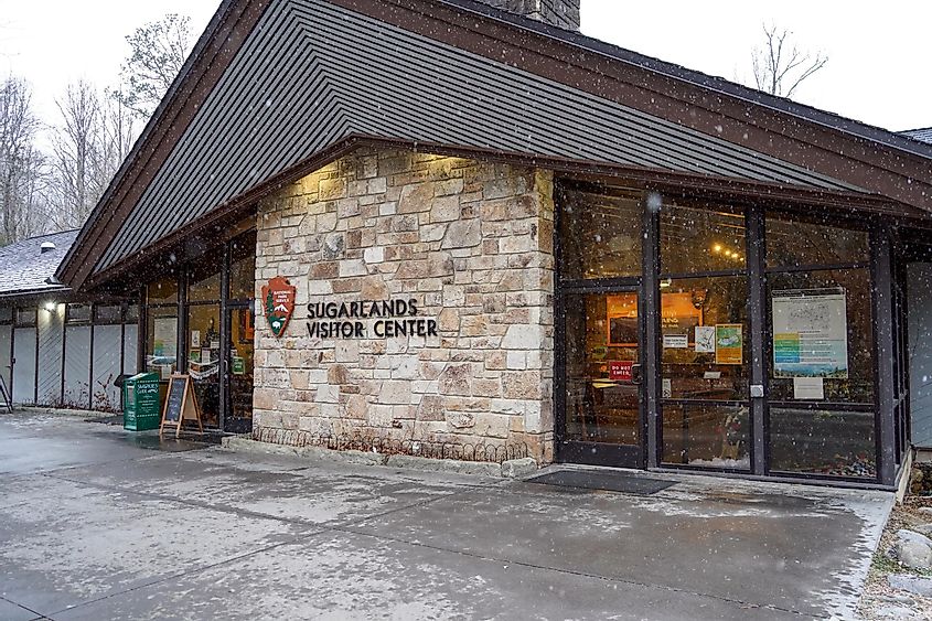 Sugarlands Visitor Center in the Smoky Mountains near Gatlinburg, Tennessee. 