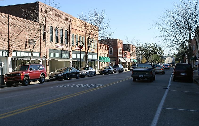 Historic district in downtown, Conway, South Carolina.