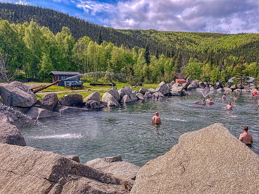 Fairbanks, Alaska. People relaxing in the Chena Hot Springs. Editorial credit: Jacob Boomsma / Shutterstock.com
