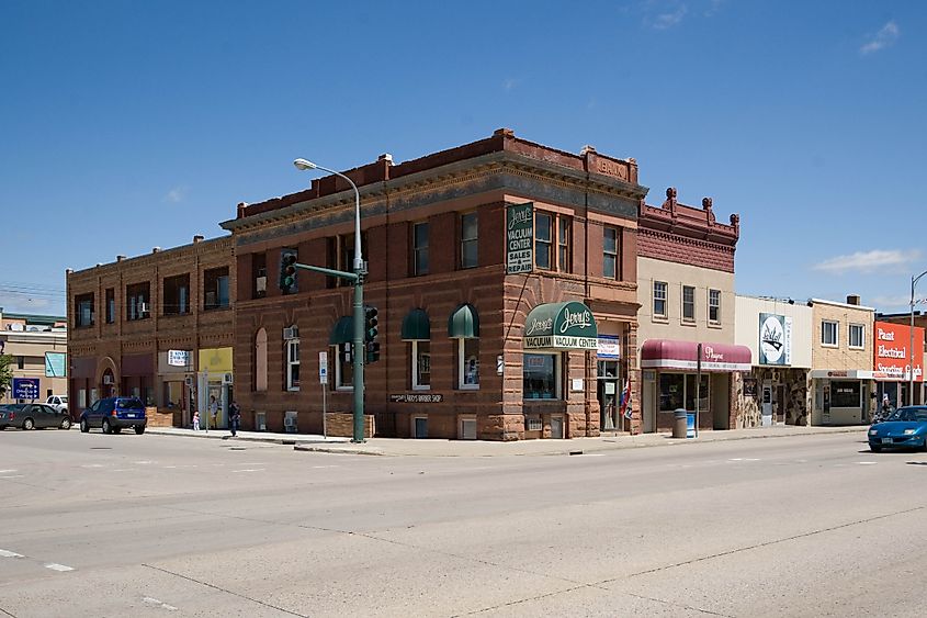 View of downtown Mandan in North Dakota.