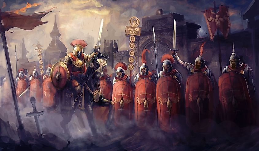 Roman soldiers and their general