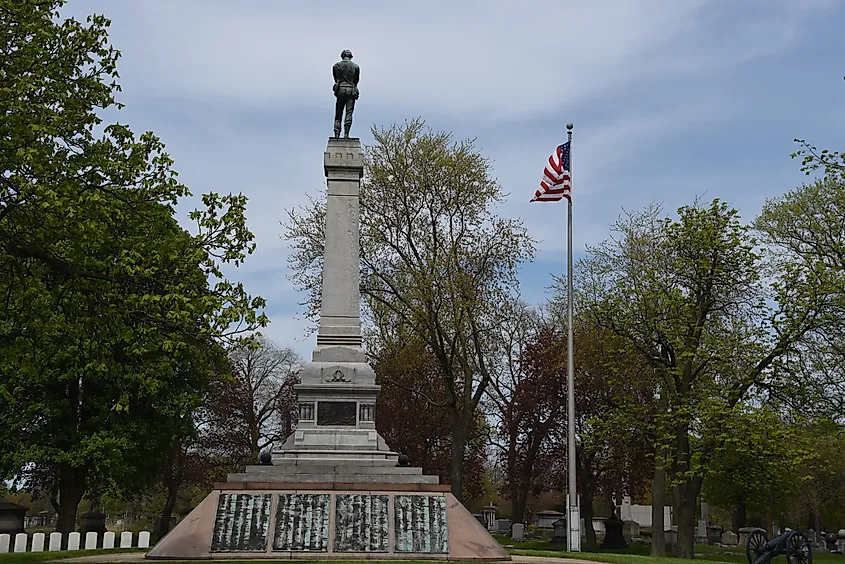 The Confederate Mound in Oak Woods Cemetery in Chicago.