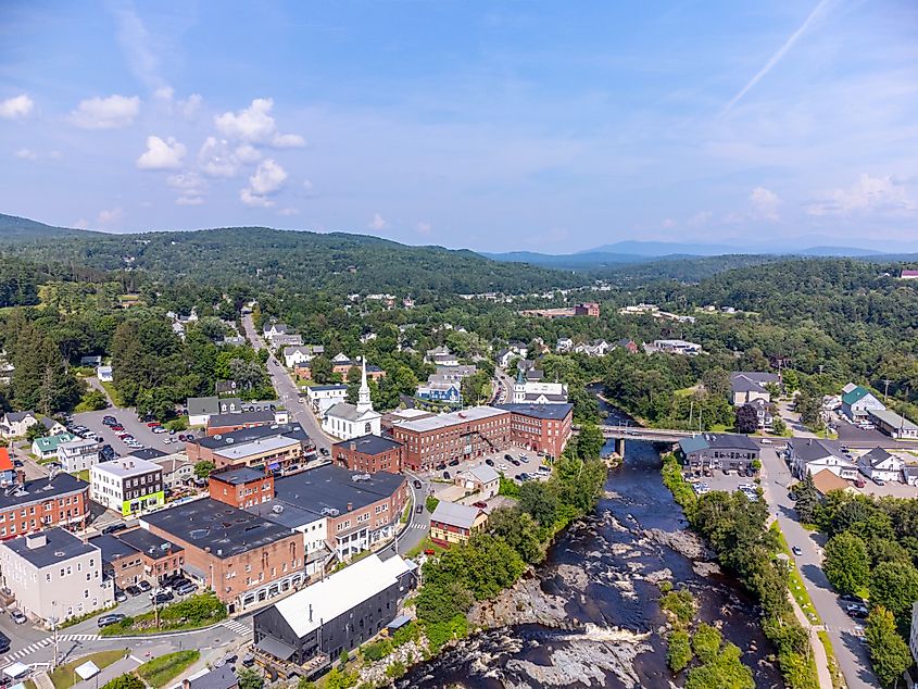 Aerial view of Littleton, New Hampshire.