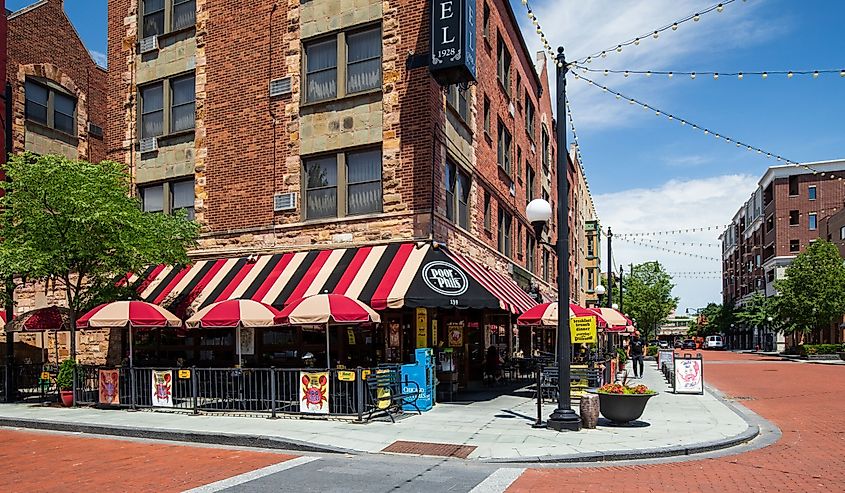 Poor Phil's Bar and Grill is a local favorite in downtown Oak Park that is a sports bar that features Cajun and seafood, Oak Park, Illinois.