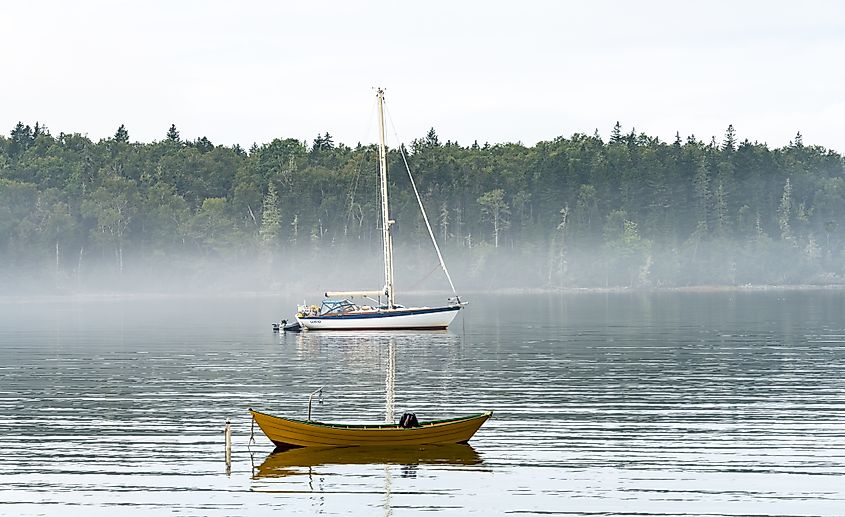 Boats just off Deer Isle, Maine.