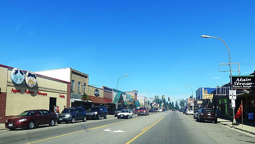 Downtown streets in Walker, Cass county in Minnesota, around Leech Lake area.