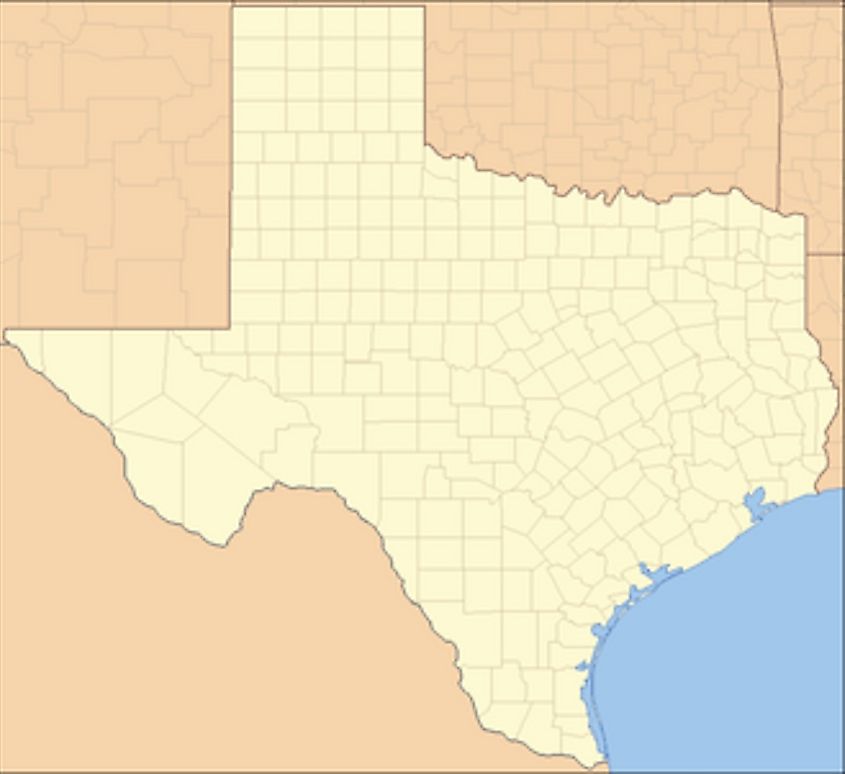 County Map of Texas, United States.