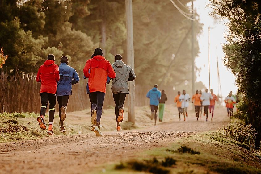 A groupof Kenyan runners are preparing for the race