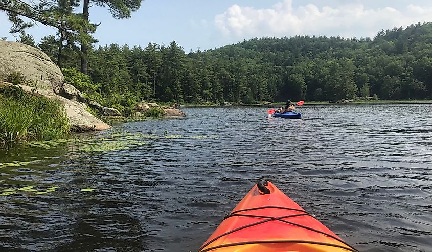 Summer adventures in New Hampshire kayaking in Pawtuckaway State Park
