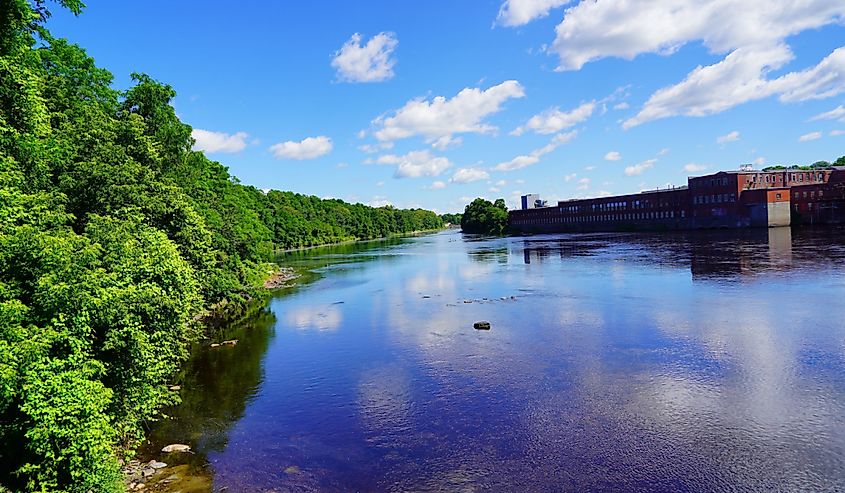 Waterville city and Kennebec river