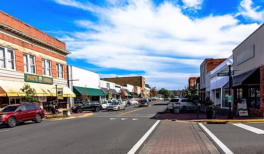 A view up Main Street in the historic downtown of Prattville.