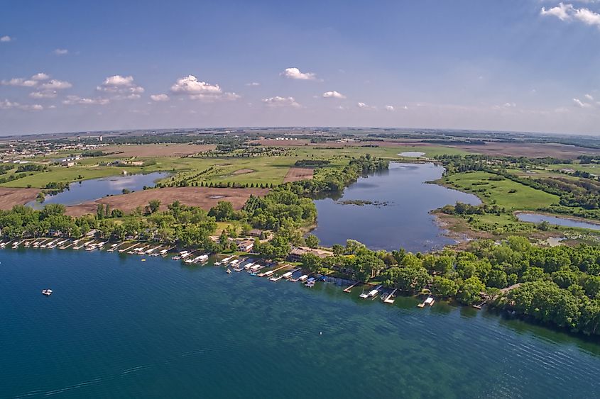 The aerial view of Okoboji, Iowa.