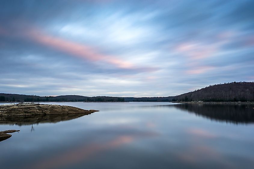 Saugatuck Reservoir at sunset