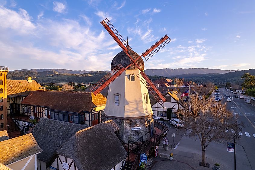 Windmill in the Danish-styled town of Solvang, California