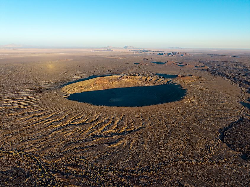 Aerial photography of the El Elegante crater.