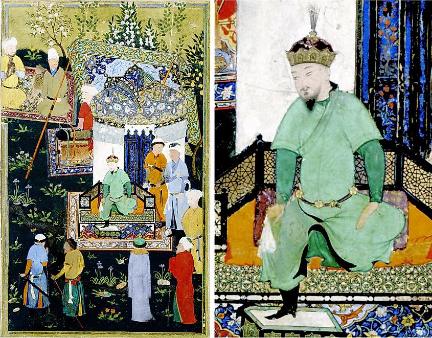 Depiction of Timur granting audience on the occasion of his accession, in the near contemporary Zafarnama (1424-1428)