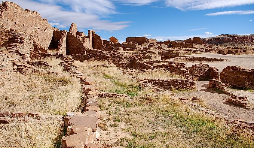 Chaco Canyon Anizazi great house ruins in Northern New Mexico