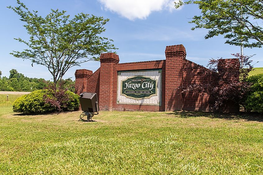 Welcome Sign to Yazoo City, Mississippi.