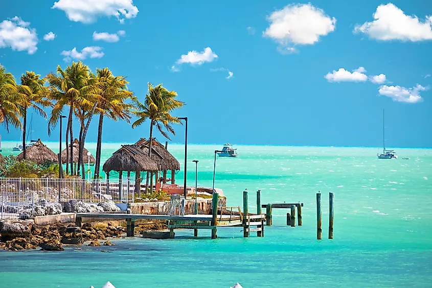Turquoise waterfront of Florida Keys in Marathon, Florida.