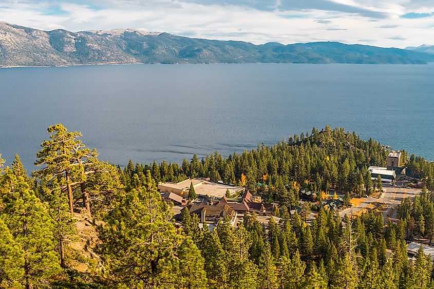 Views of Lake Tahoe from Crystal Bay Scenic Overlook, Nevada, USA.
