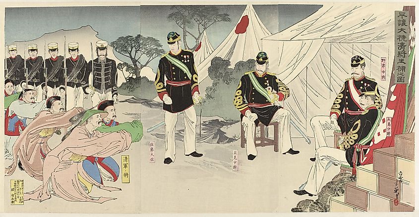 Chinese generals surrendering to the Japanese in the Sino-Japanese War of 1894–1895